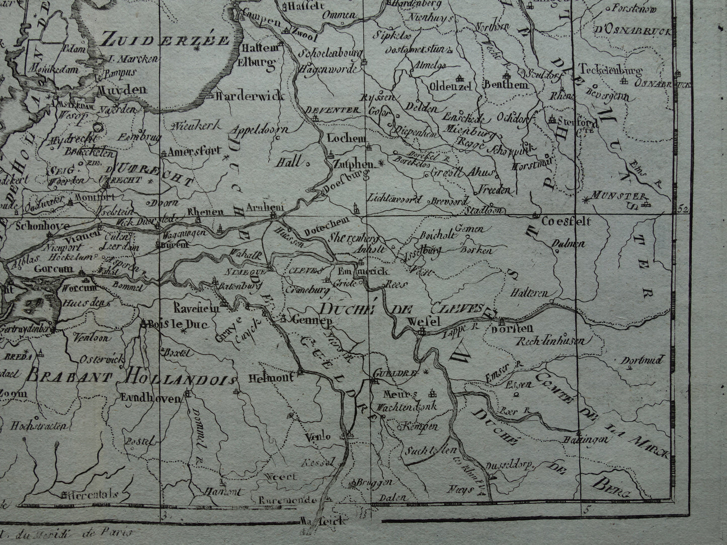 245+ jaar Oude kaart van Nederland Originele Antieke landkaart uit het jaar 1780 - Raynal Bonne