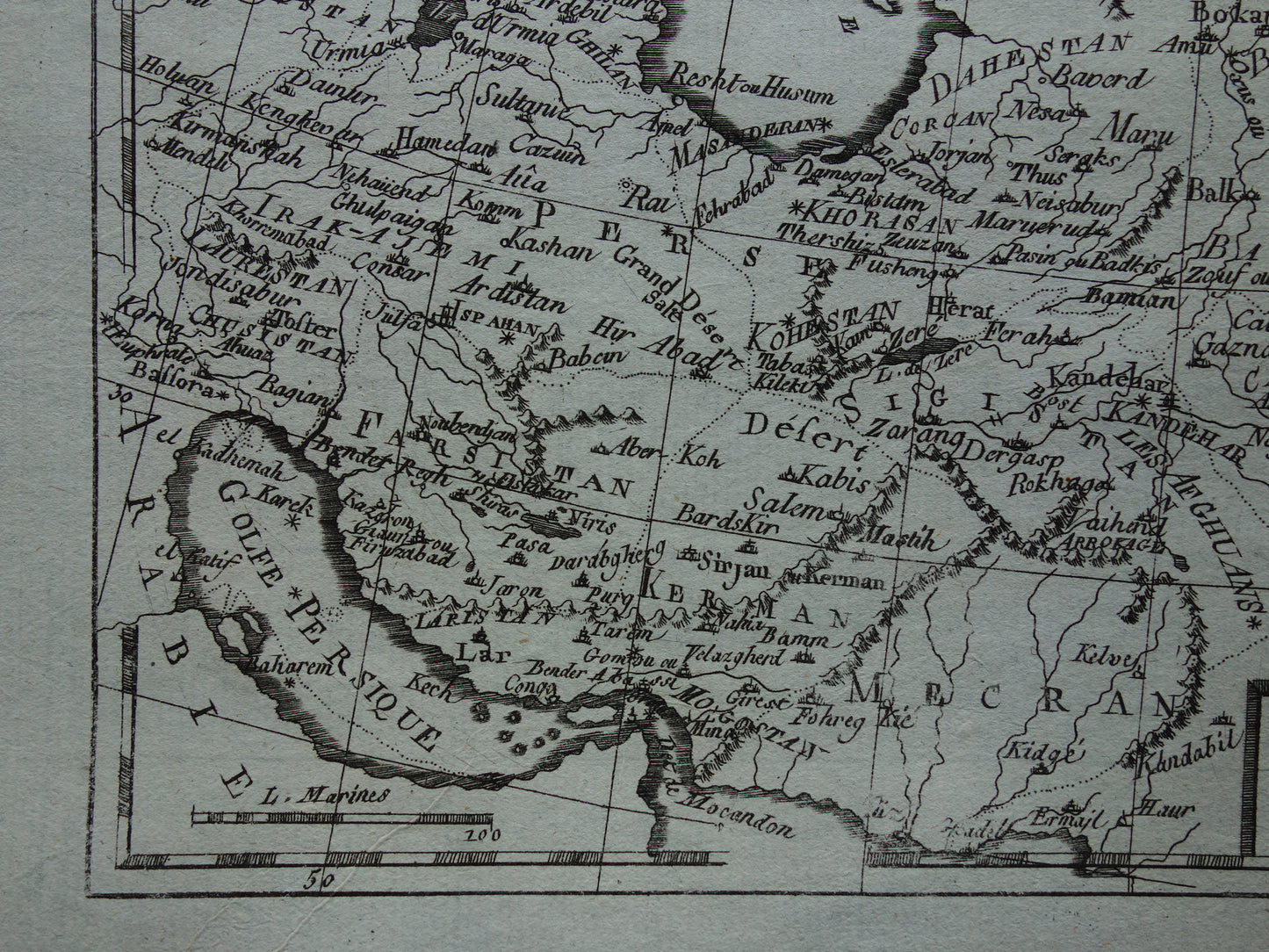 Centraal-Azië oude kaart Perzië Kaspische Zee Tibet Originele antieke landkaart Turkmenistan Tadzjikistan vintage print