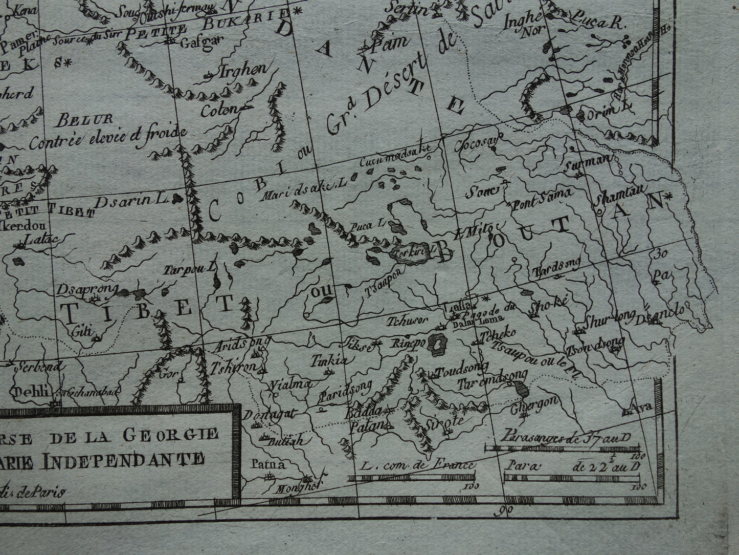 Centraal-Azië oude kaart Perzië Kaspische Zee Tibet Originele antieke landkaart Turkmenistan Tadzjikistan vintage print