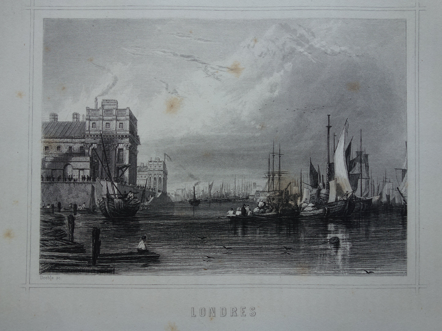 Stadsgezicht van Londen Ierland uit 1852 antieke print Londen panorama