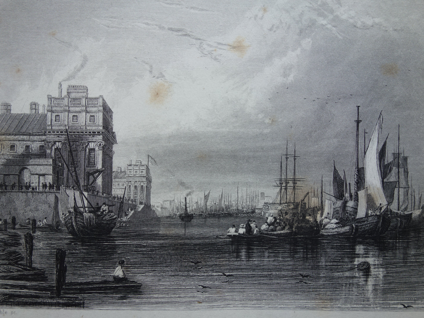 Stadsgezicht van Londen uit 1852 antieke print Londen panorama