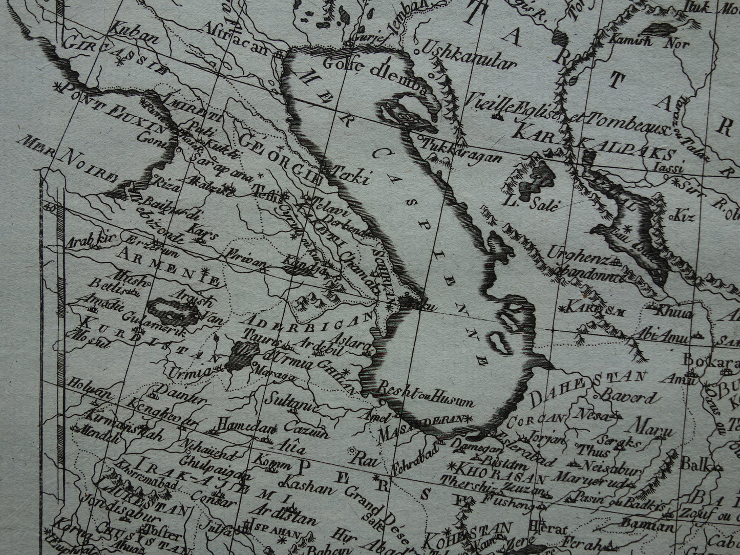 Centraal-Azië oude kaart Perzië Kaspische Zee Tibet Originele antieke landkaart Turkmenistan Tadzjikistan vintage print