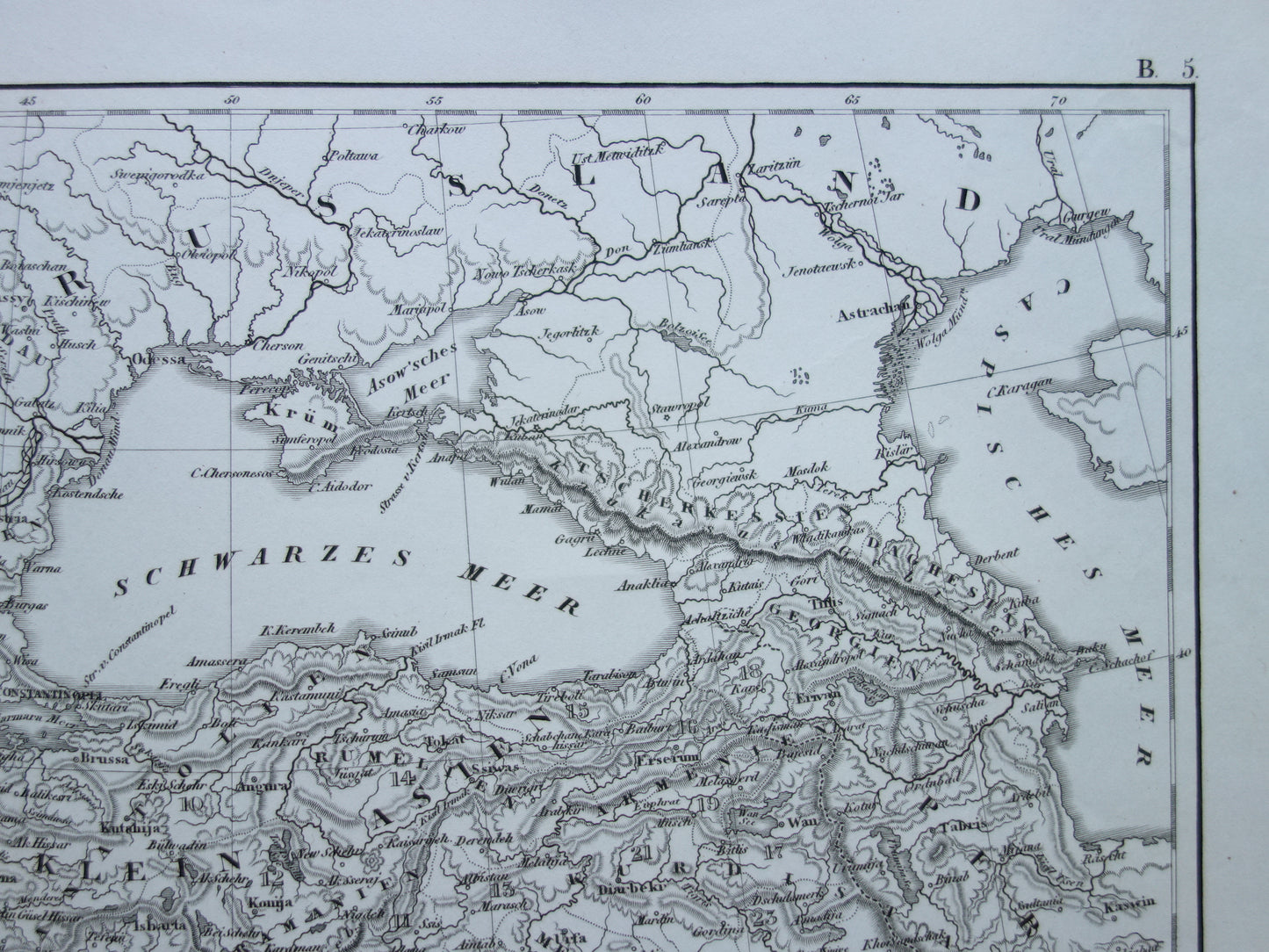 OTTOMAN EMPIRE Old map of Turkey from 1849 historical map Ottoman Empire b/w