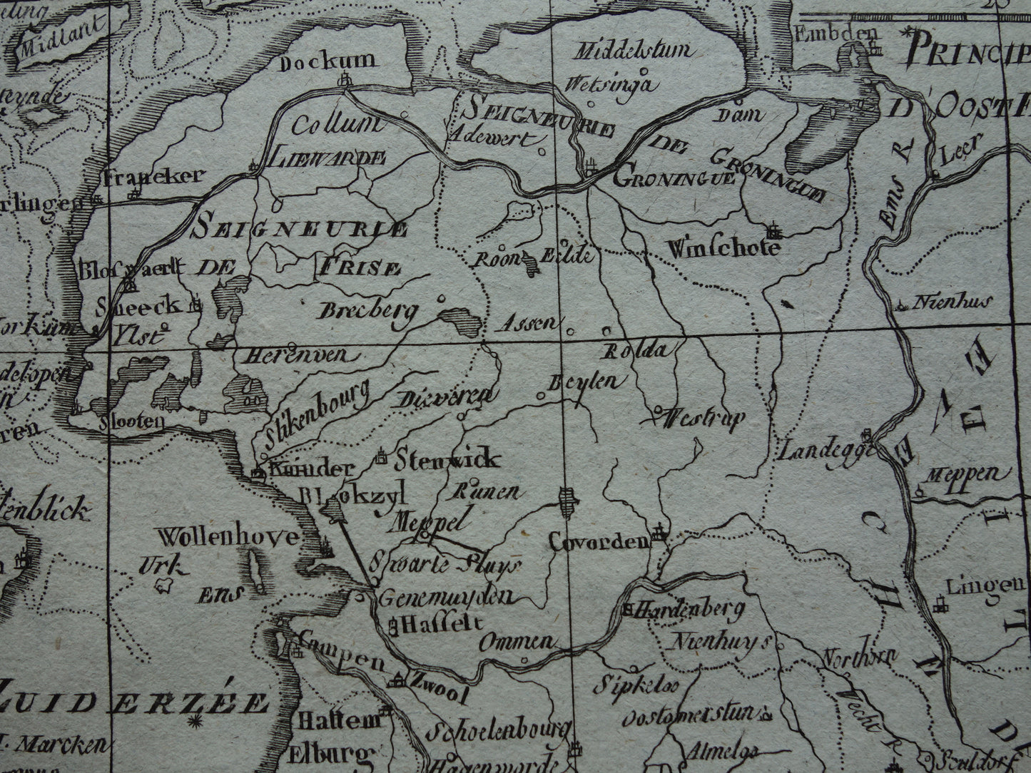 245+ jaar Oude kaart van Nederland Originele Antieke landkaart uit het jaar 1780 - Raynal Bonne