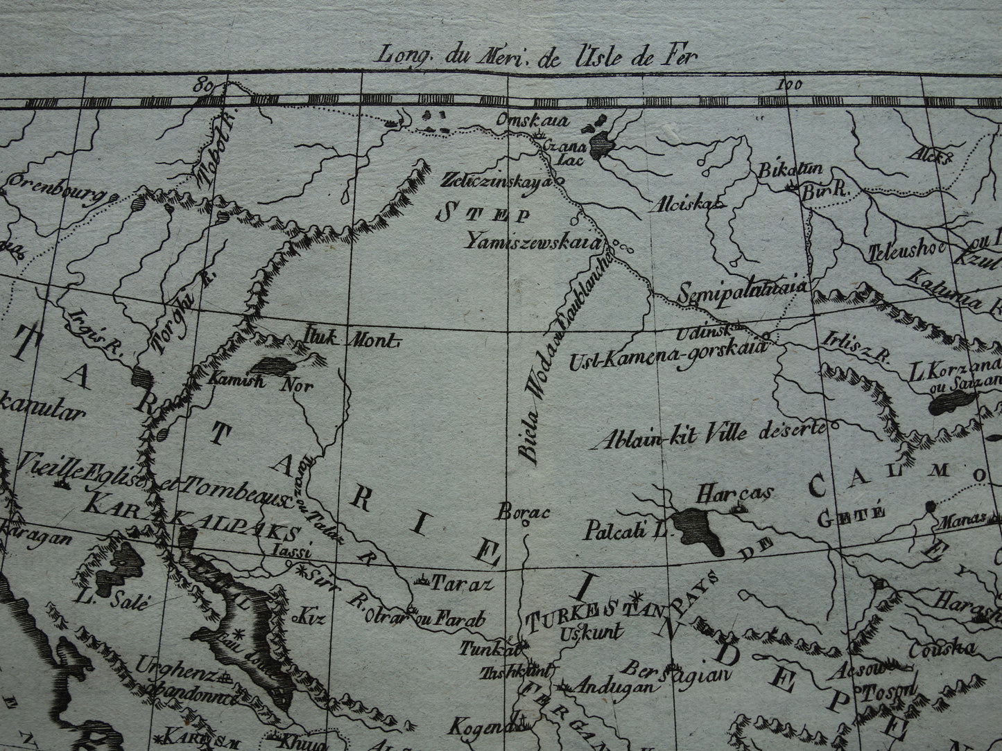 Centraal-Azië oude kaart Perzië Kaspische Zee Tibet Originele antieke landkaart Turkmenistan Tadzjikistan vintage print