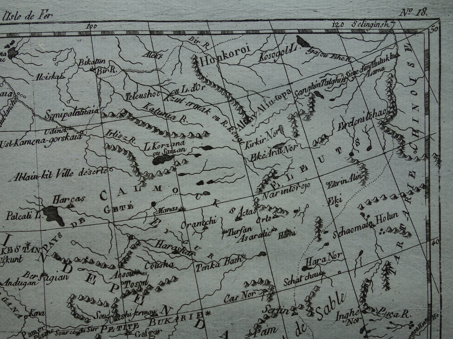 Centraal-Azië oude kaart Perzië Kaspische Zee Tibet Originele antieke landkaart Turkmenistan Tadzjikistan vintage print