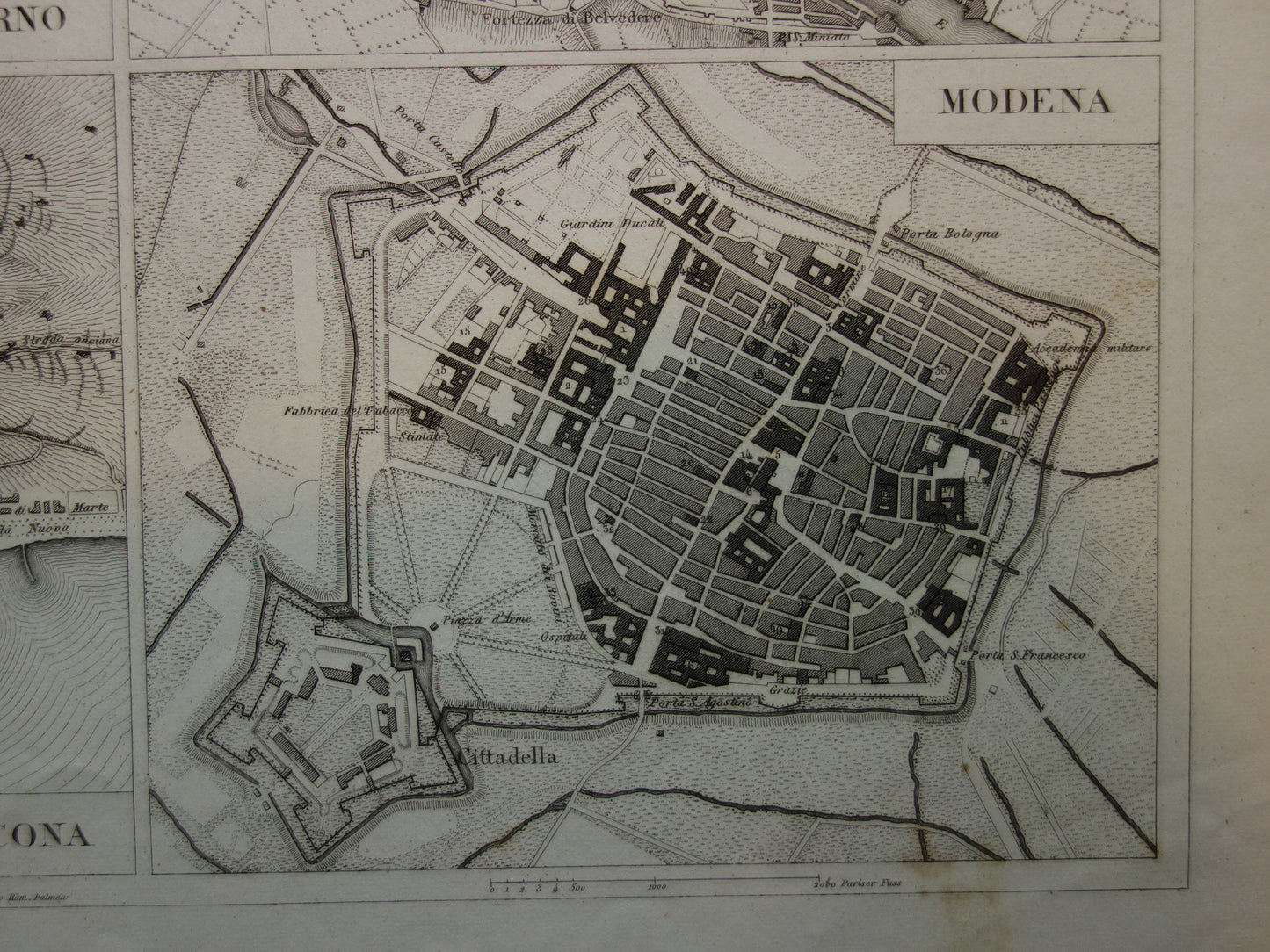 modena oude plattegrond kaart