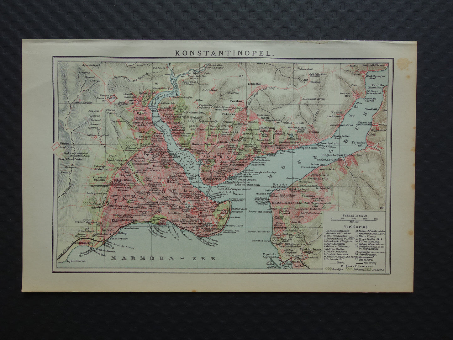 ISTANBUL Kleine oude Nederlandse kaart van Istanbul Turkije uit 1918 originele antieke plattegrond Istanboel Konstantinopel
