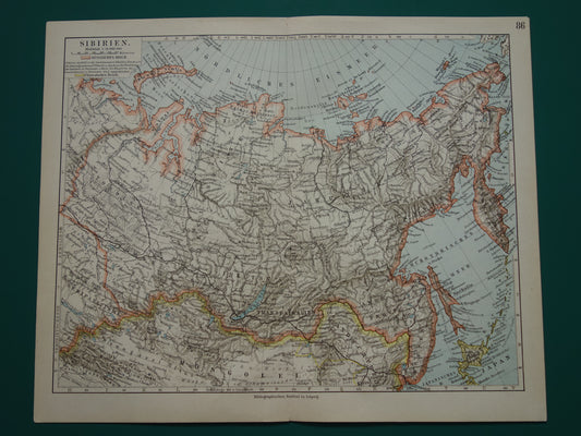SIBERIE oude kaart van Siberië antieke landkaart uit 1905 Aziatisch Rusland Duitse vintage kaarten