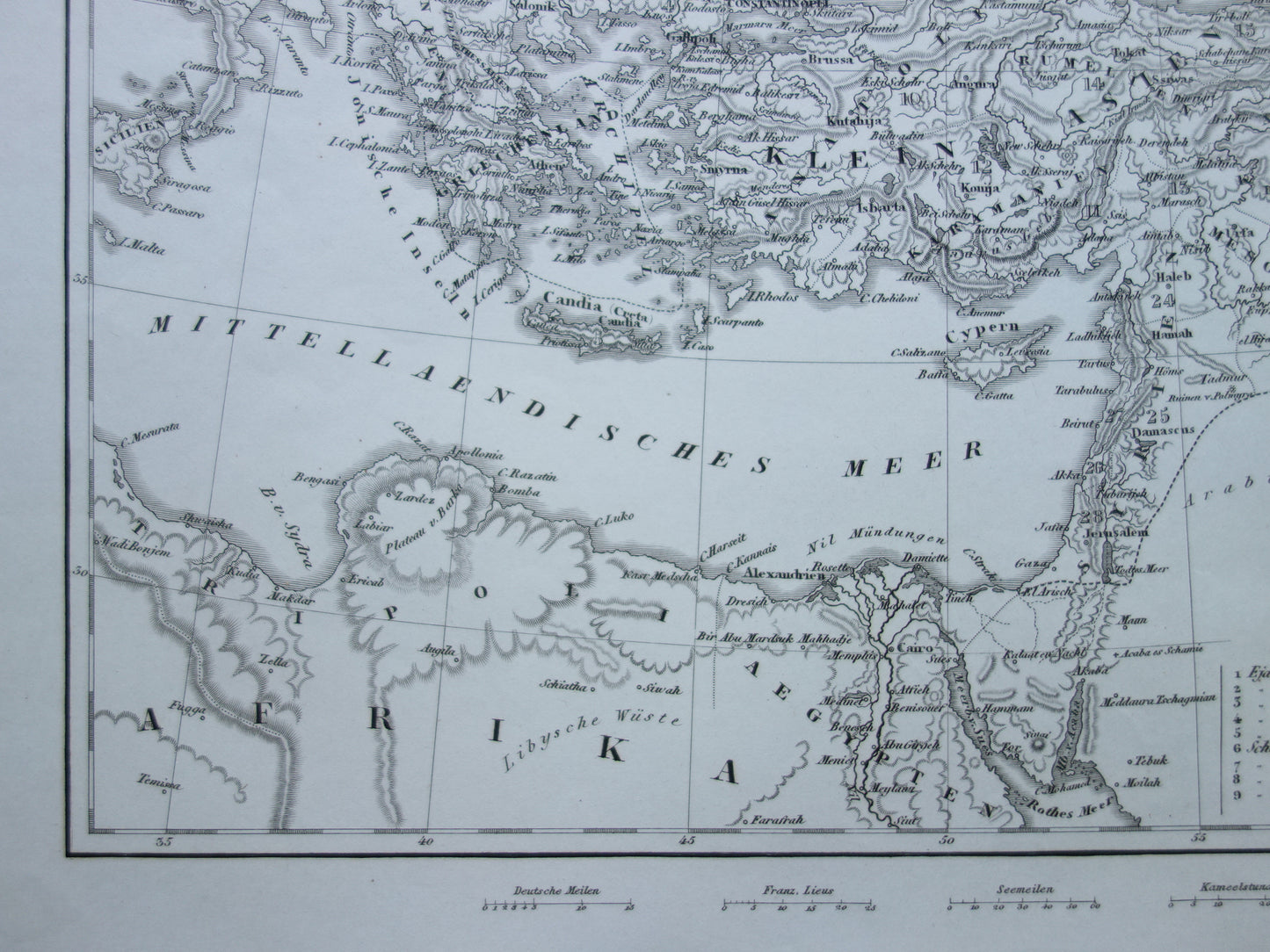 OTTOMAN EMPIRE Old map of Turkey from 1849 historical map Ottoman Empire b/w
