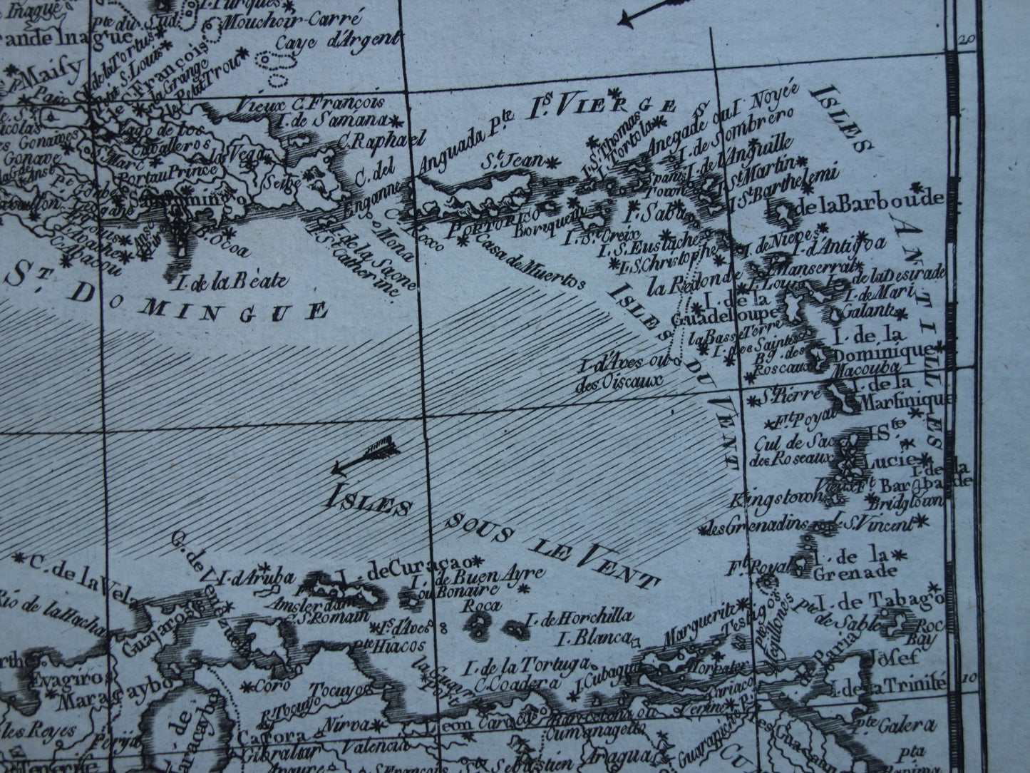 ANTILLEN Oude landkaart van het Caribisch gebied West-Indië Midden-Amerika Originele vintage Franse Bonne kaart Golf van Mexico