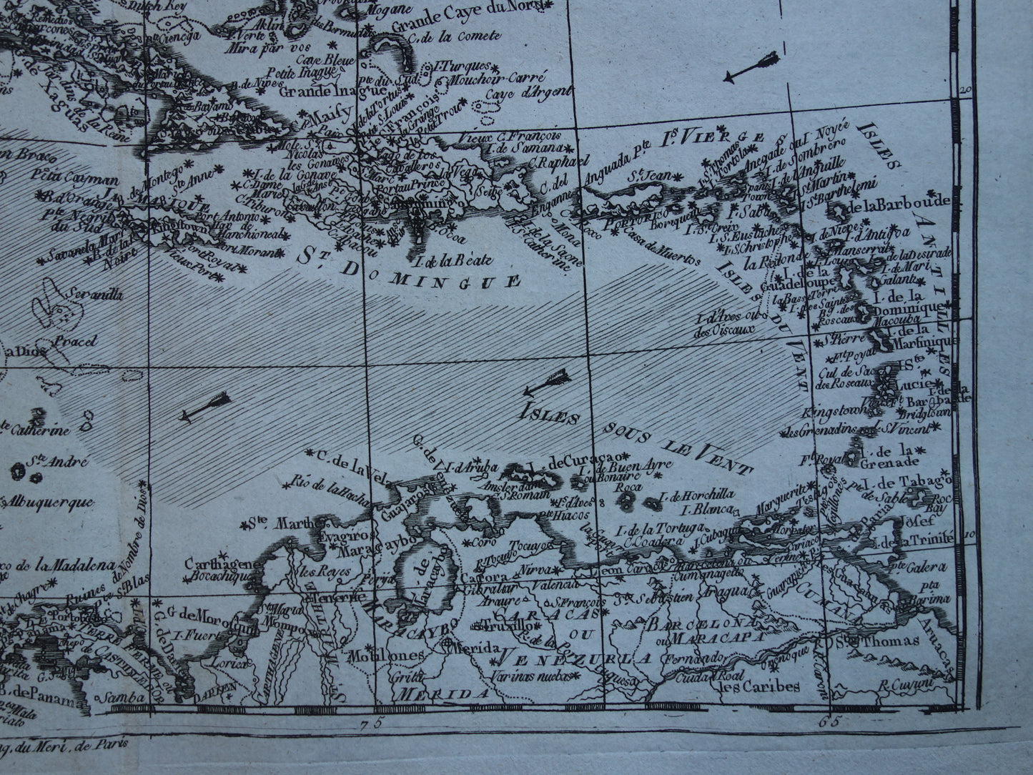 ANTILLEN Oude landkaart van het Caribisch gebied West-Indië Midden-Amerika Originele vintage Franse Bonne kaart Golf van Mexico