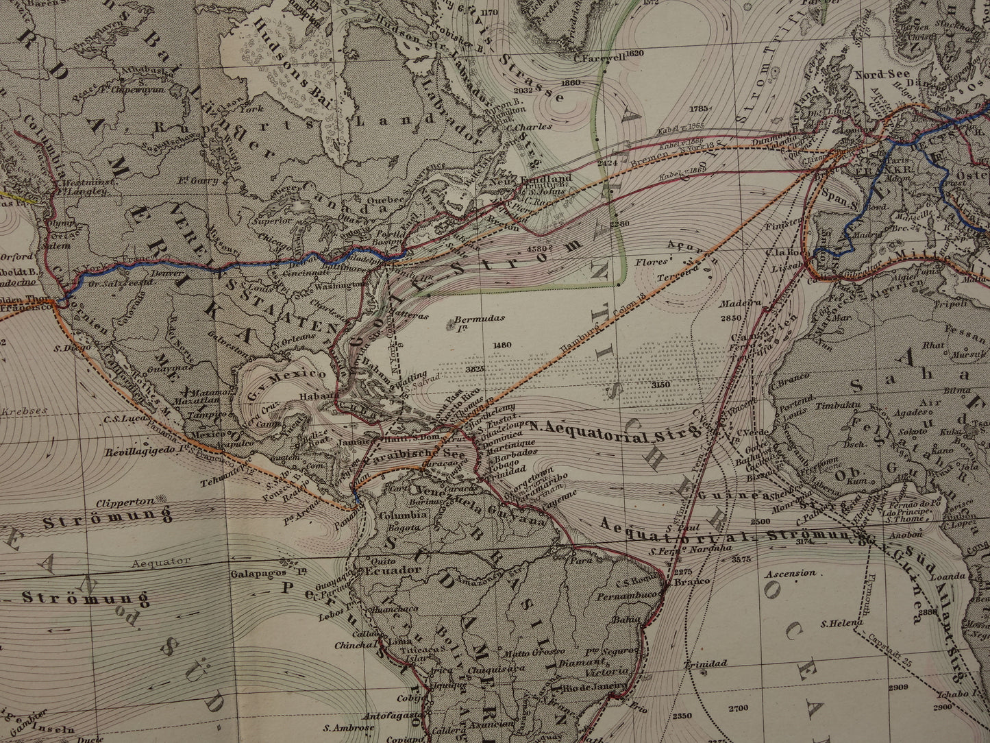 WORLD MAP old map of the World Ocean Currents and Transport 1880 original antique map Ocean current Ocean currents Shipping lines with date