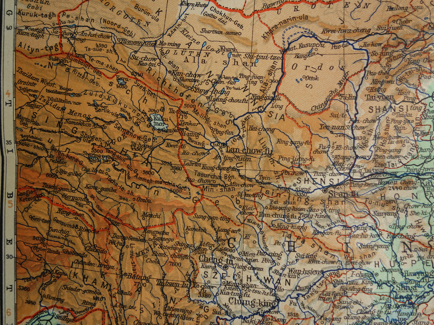 Oude kaart van China uit 1934 originele Nederlandse landkaart van China historische vintage print