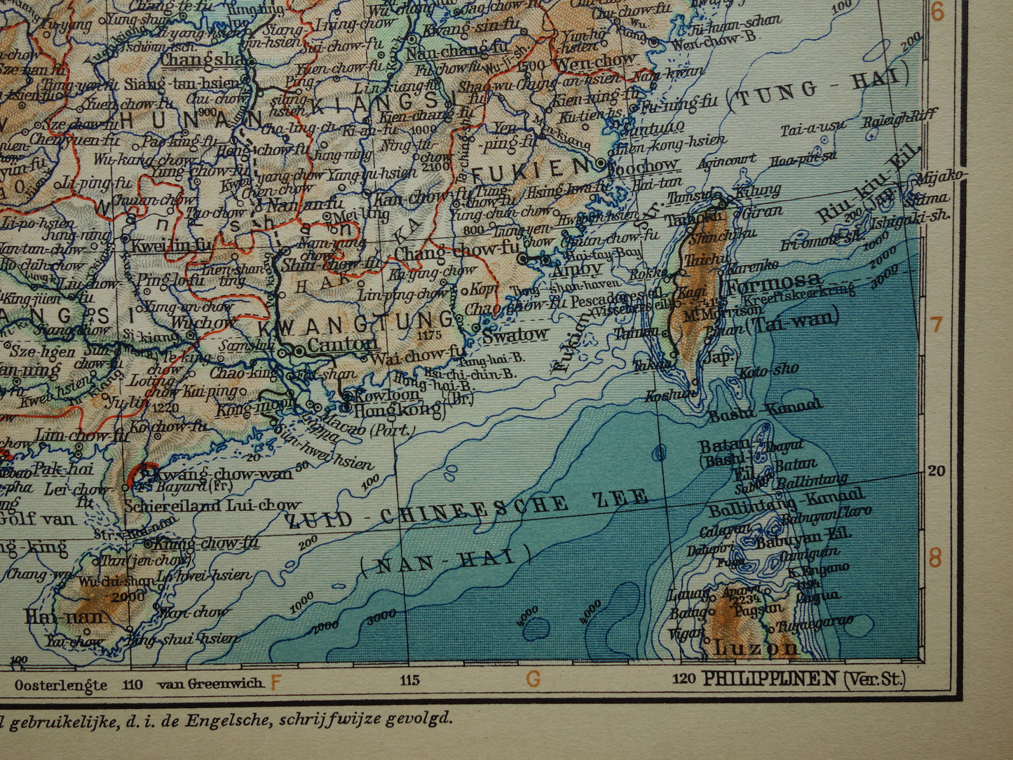 Oude kaart van China uit 1934 originele Nederlandse landkaart van China historische vintage print