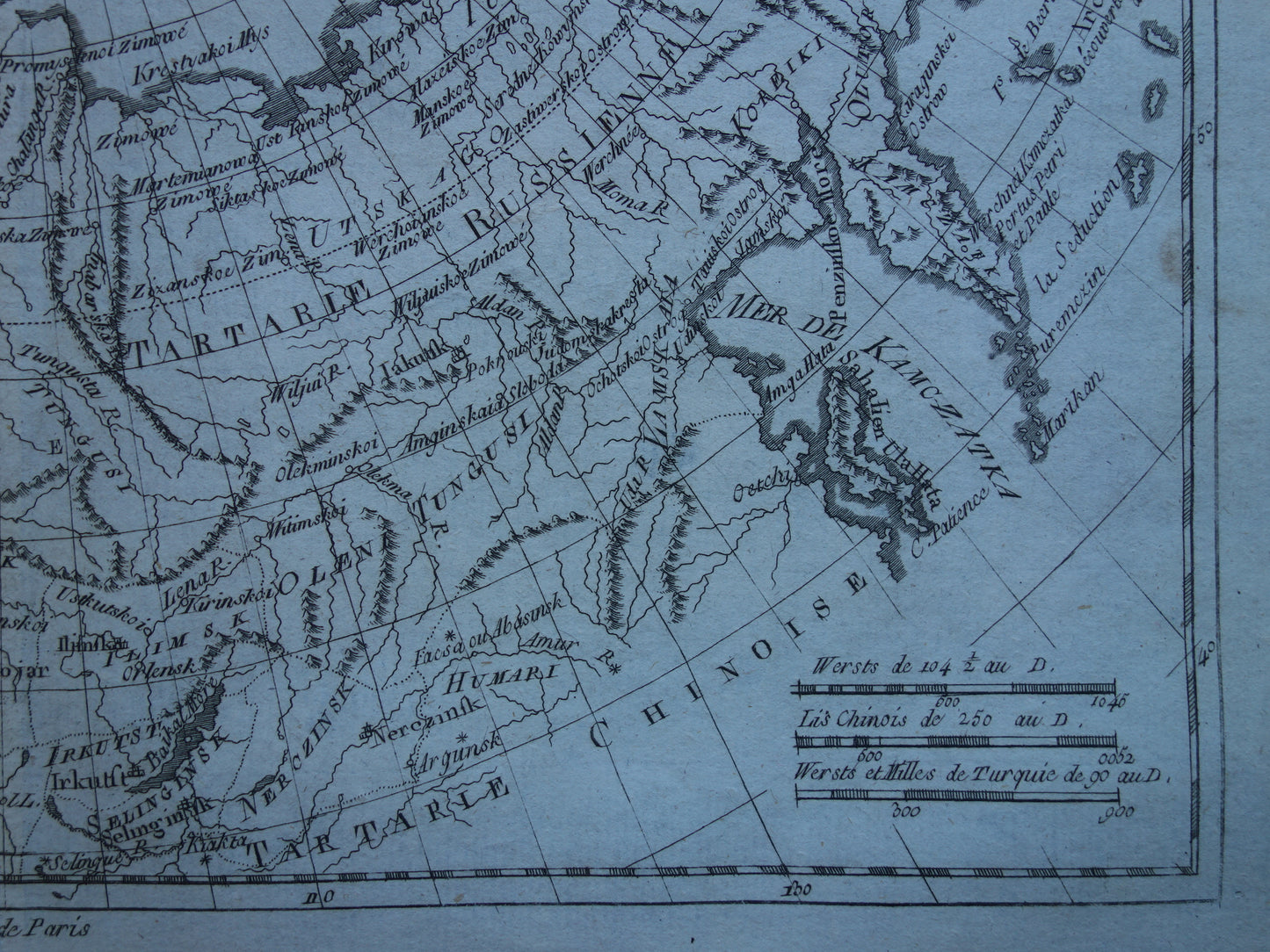 RUSLAND oude kaart Russische Rijk 1784 Originele antieke landkaart Siberië vintage historische print