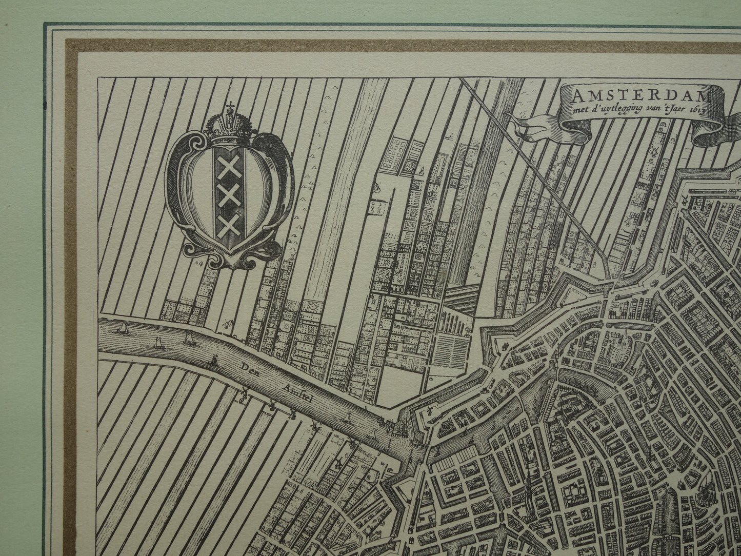 AMSTERDAM old map of Amsterdam in the 17th century EMPIRE 'Amsterdam with the explanation of the year 1613' Dapper Van Meurs map