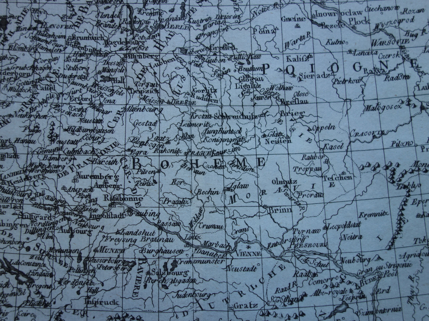 Centraal-Europa oude kaart Duitsland Polen Tsjechië Originele antieke landkaart vintage print
