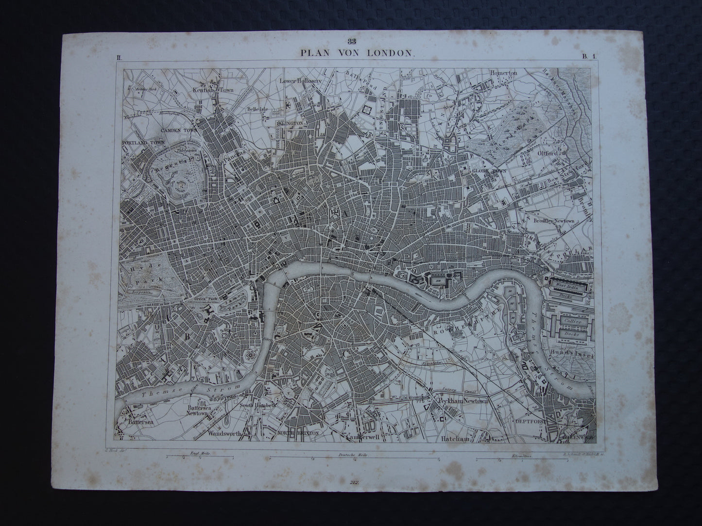 originele antieke plattegrond van Londen Engeland te koop