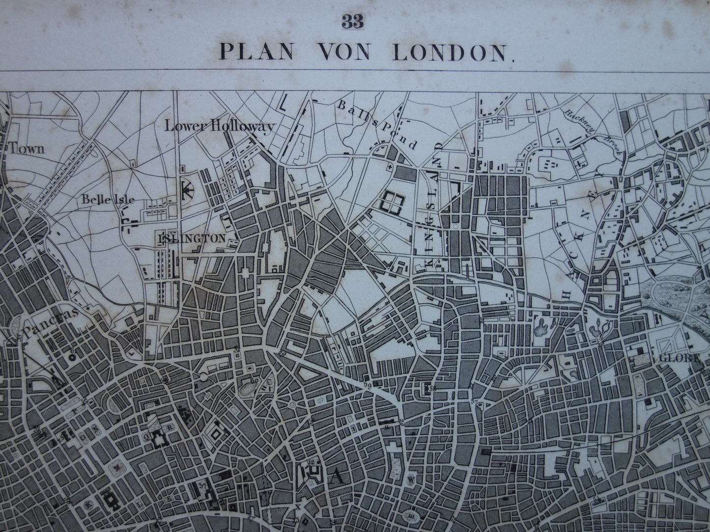 LONDEN Oude kaart van Londen Engeland - Originele 175+ jaar oude plattegrond