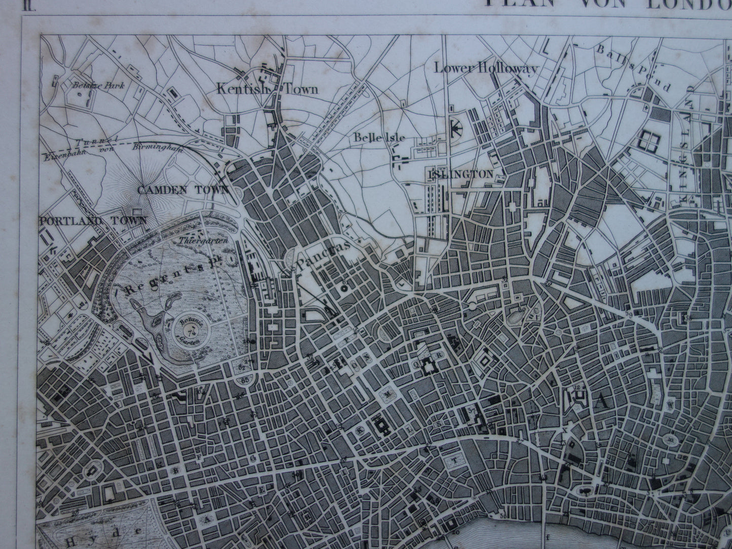 LONDEN Oude kaart van Londen Engeland - Originele 175+ jaar oude plattegrond