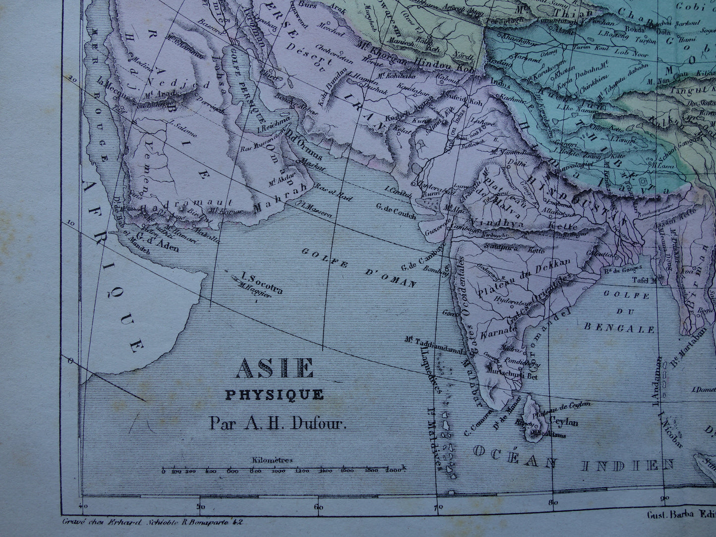 AZIË oude kaart van Azië uit 1858 set van 2 originele antieke Franse landkaarten China India Indonesië vintage kaarten