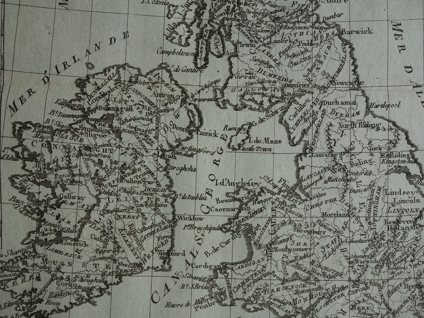 Britse Eilanden antieke kaart van Engeland Ierland Schotland uit 1780 originele oude landkaart vintage print