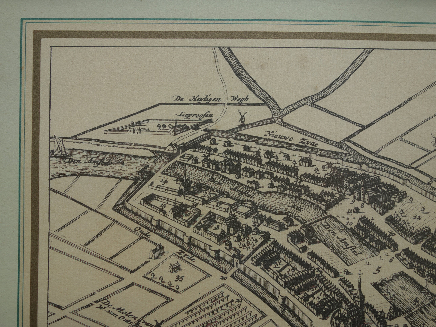 AMSTERDAM old map of Amsterdam circa 1300 NABRUK vintage map