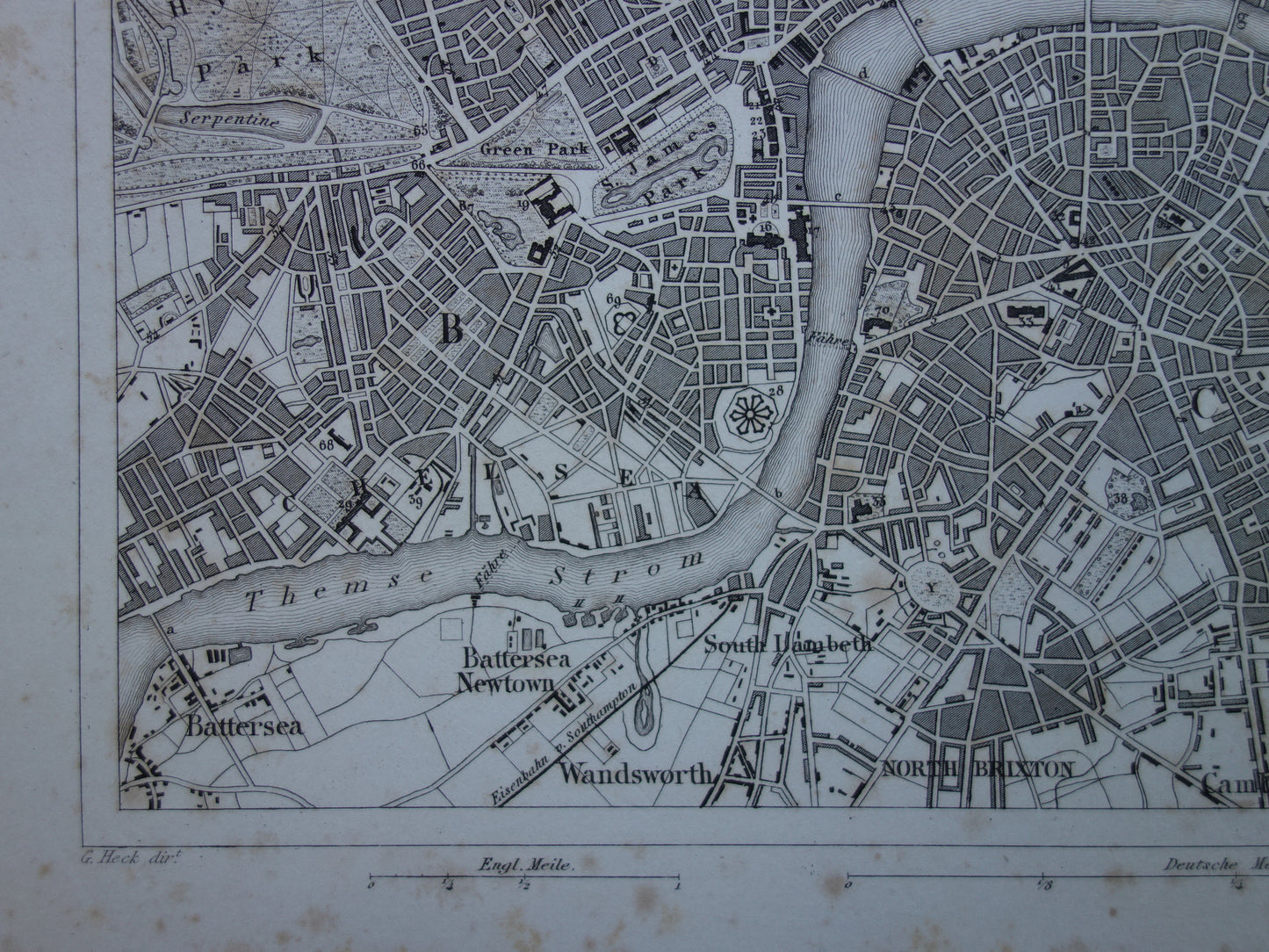 LONDEN Oude kaart van Londen Engeland - Originele 175+ jaar oude plattegrond