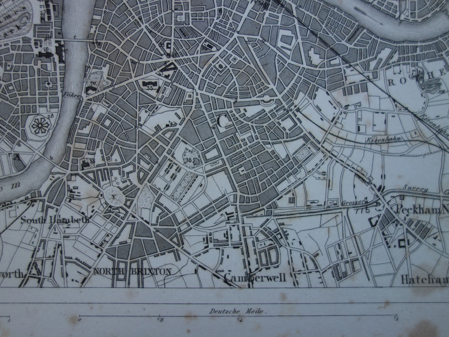 LONDEN Oude kaart van Londen Engeland - Originele 175+ jaar oude plattegrond