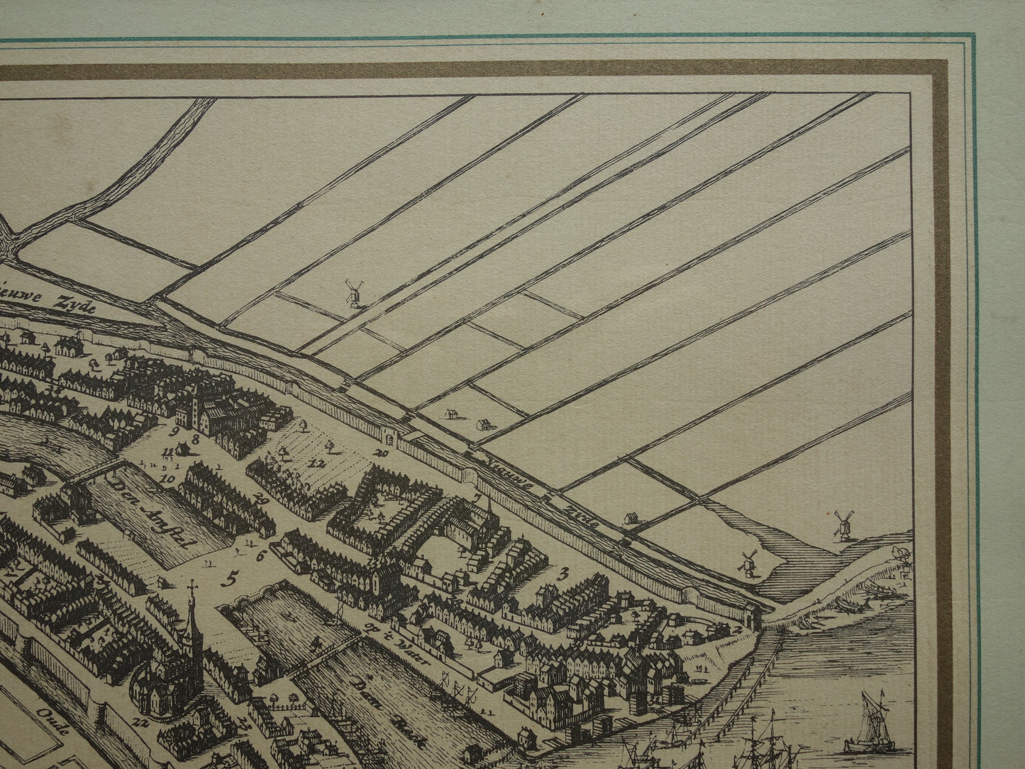 AMSTERDAM old map of Amsterdam circa 1300 NABRUK vintage map