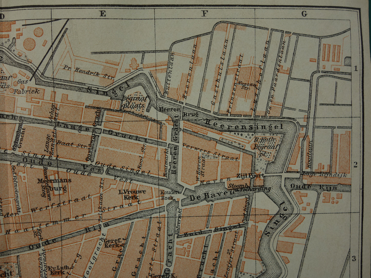 LEIDEN oude kaart van Leiden uit 1910 kleine originele antieke plattegrond