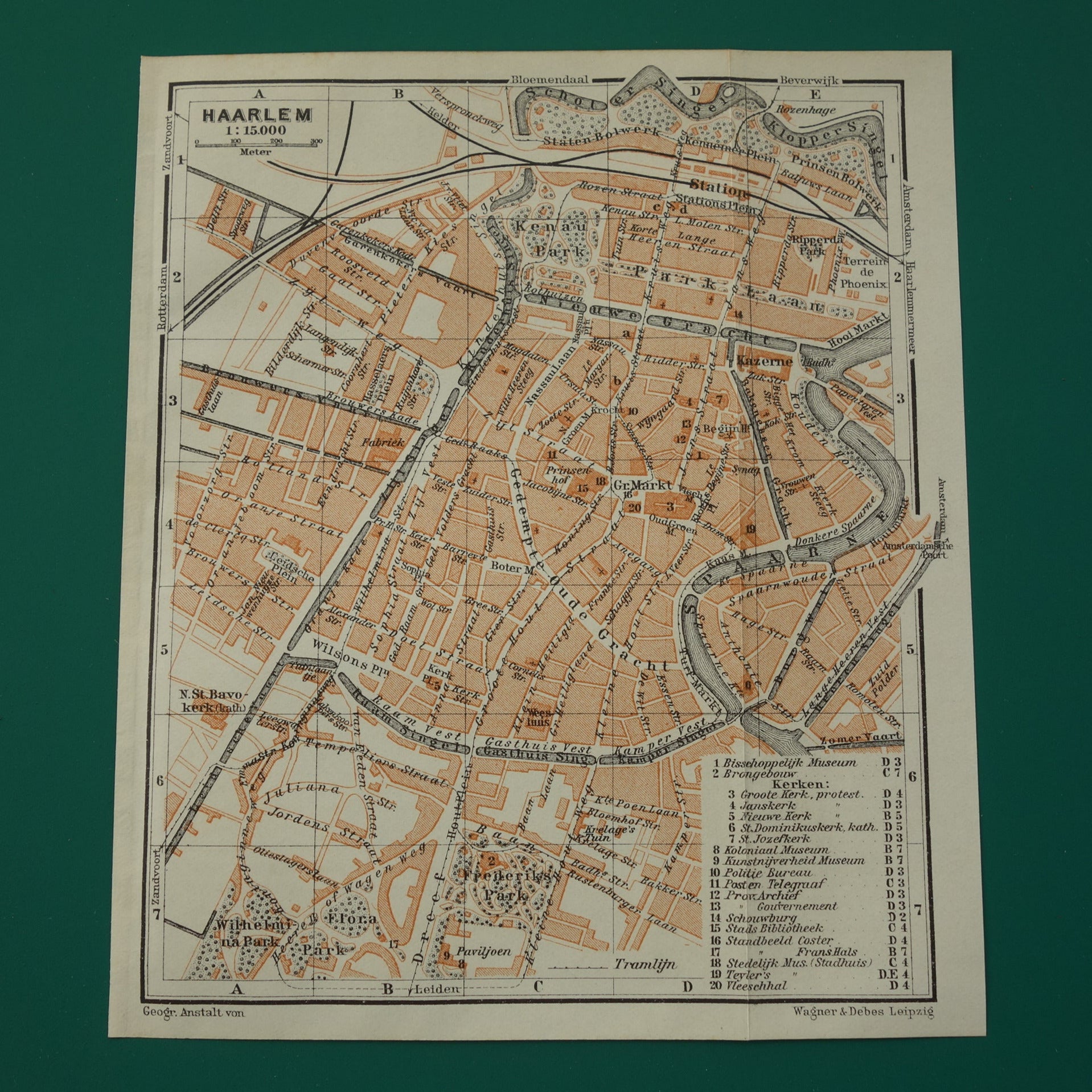 HAARLEM oude kaart van Haarlem uit 1910 kleine originele antieke plattegrond
