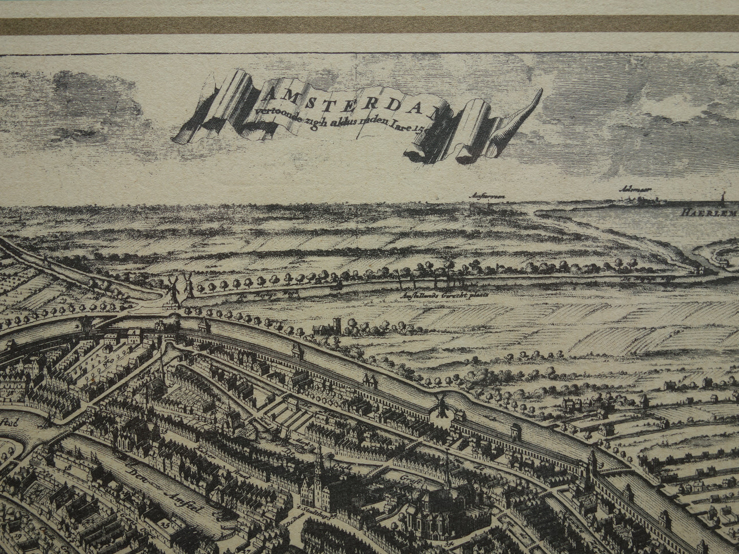 AMSTERDAM old map of Amsterdam in 1500 EMPIRE Commelin 'Amsterdam showed itself thus in the year 1500' map