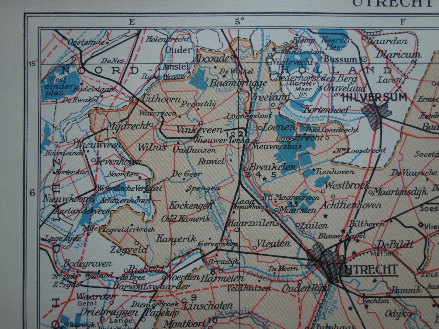 UTRECHT Oude landkaart van de provincie Utrecht uit 1938 kleine originele vintage historische kaart