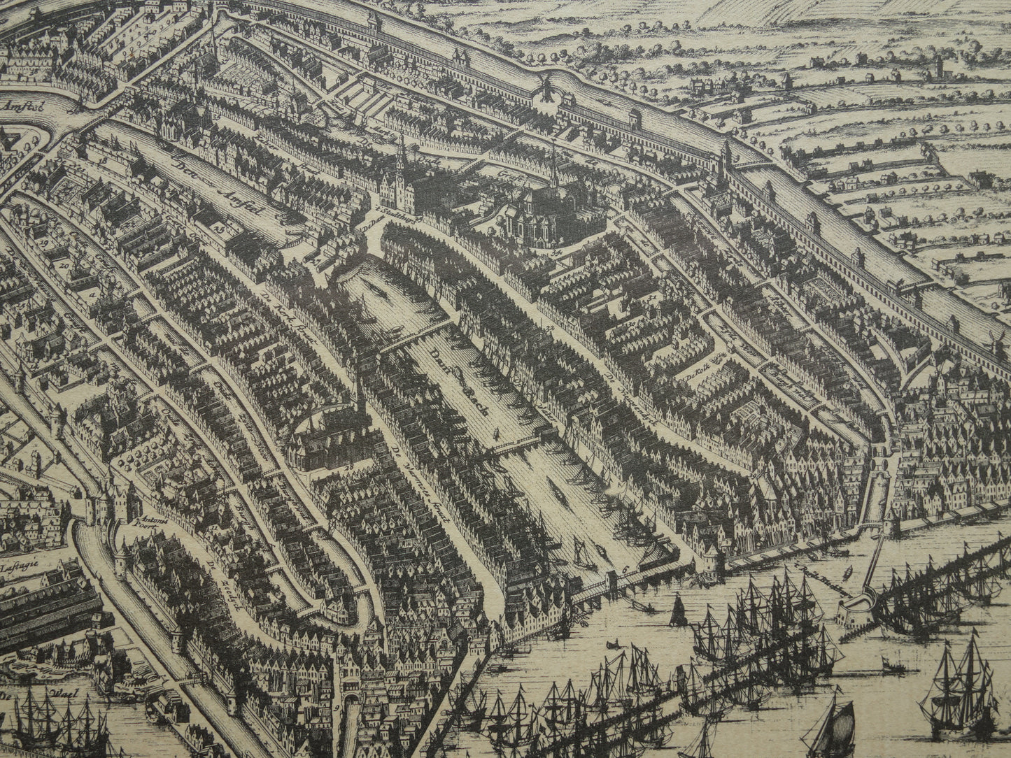 AMSTERDAM old map of Amsterdam in 1500 EMPIRE Commelin 'Amsterdam showed itself thus in the year 1500' map