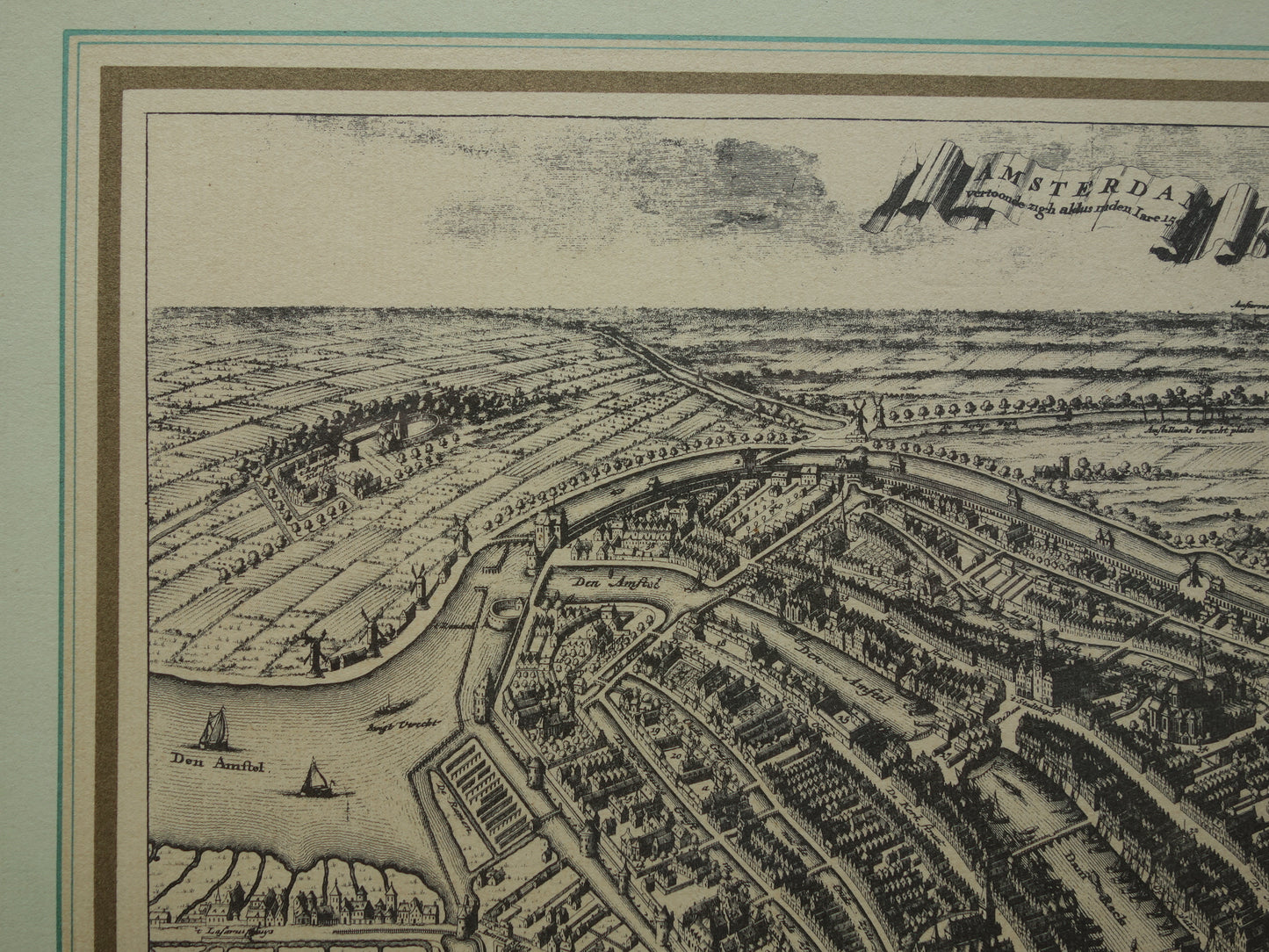 AMSTERDAM old map of Amsterdam in 1500 EMPIRE Commelin 'Amsterdam showed itself thus in the year 1500' map