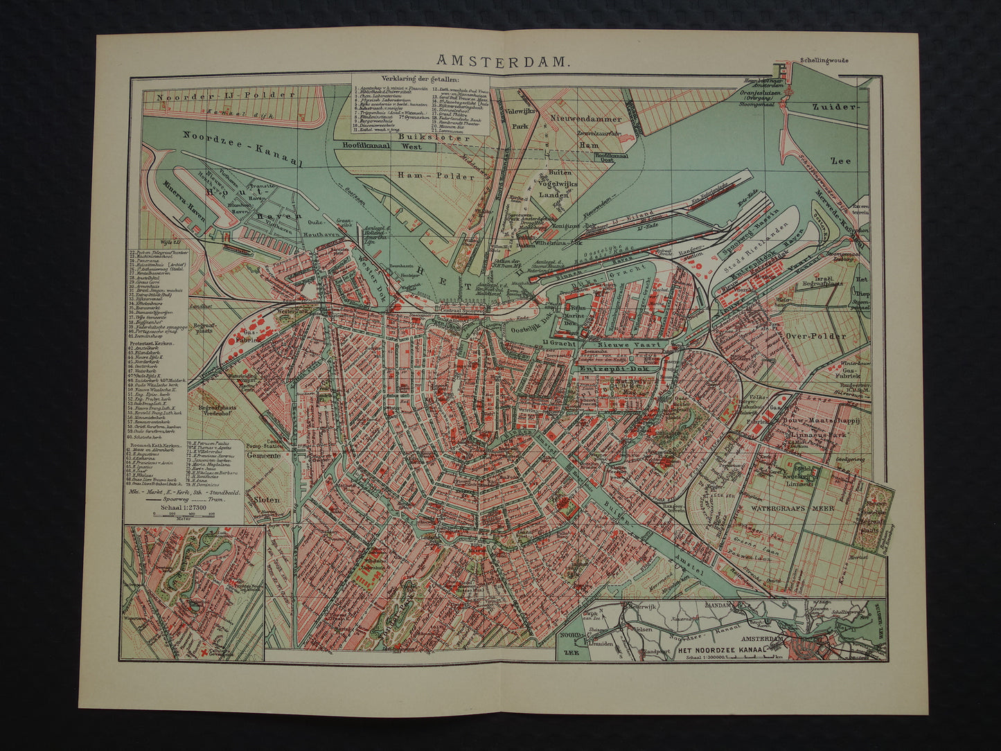 oude kaart van Amsterdam uit 1914