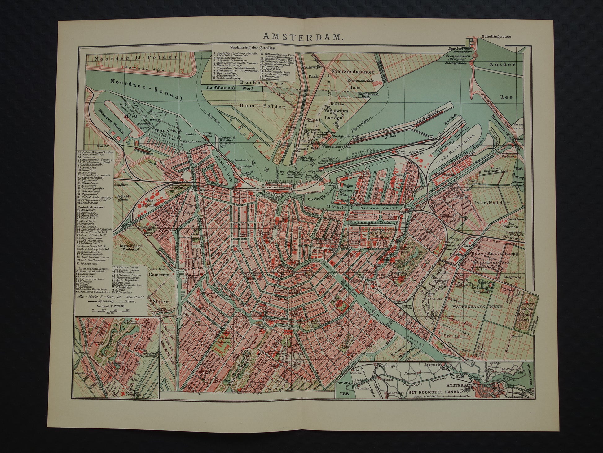 oude kaart van Amsterdam uit 1914