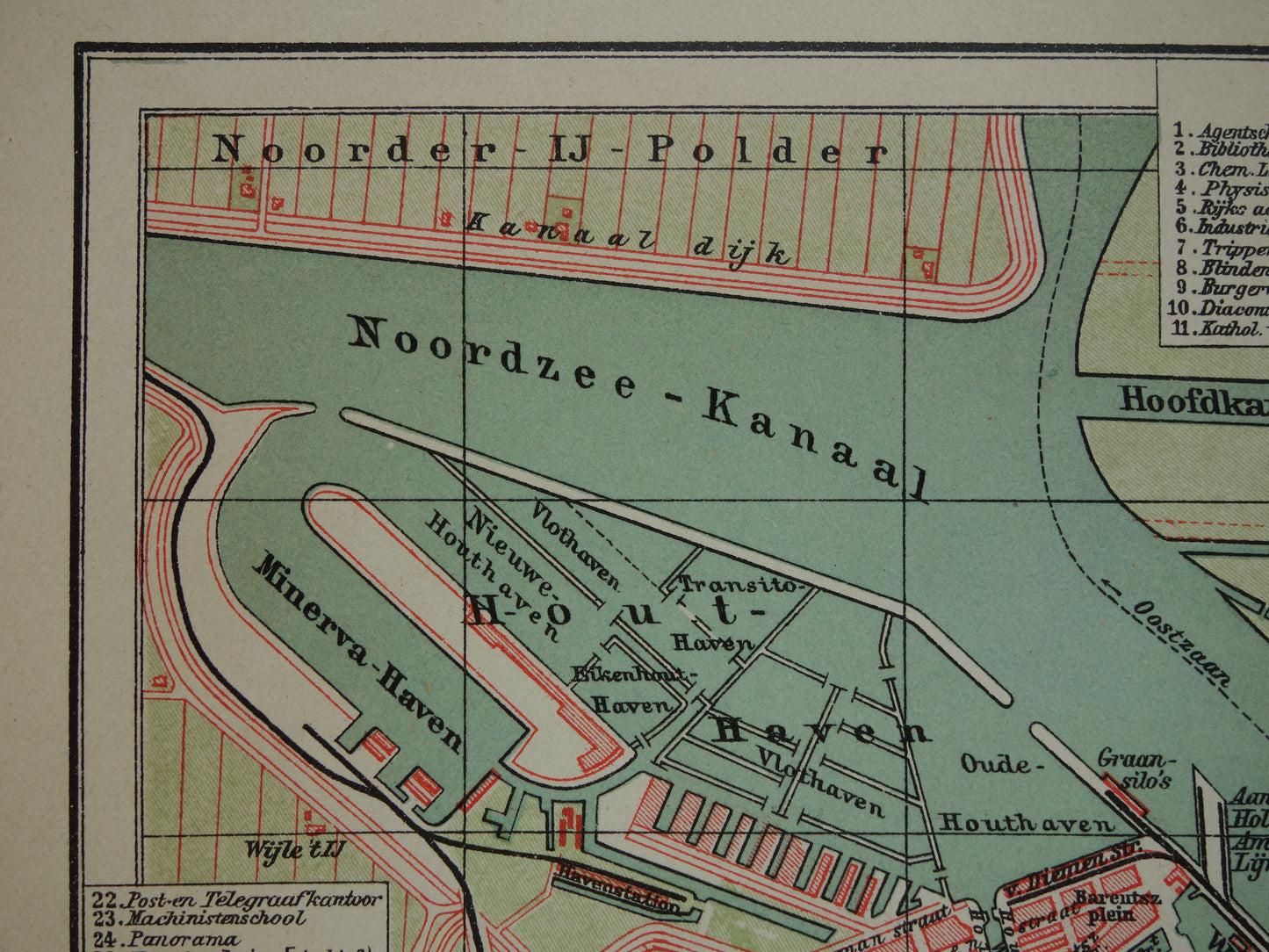 AMSTERDAM oude kaart van Amsterdam 1914 originele antieke Nederlandse plattegrond