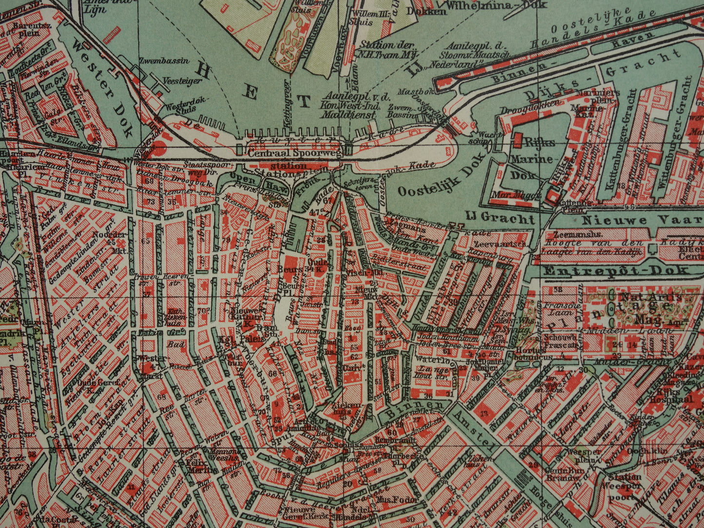 AMSTERDAM oude kaart van Amsterdam 1914 originele antieke Nederlandse plattegrond