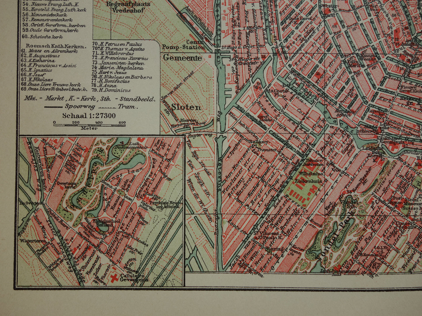 AMSTERDAM oude kaart van Amsterdam 1914 originele antieke Nederlandse plattegrond