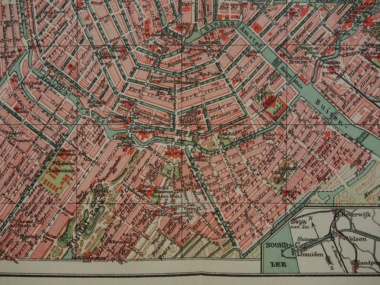 AMSTERDAM oude kaart van Amsterdam 1914 originele antieke Nederlandse plattegrond