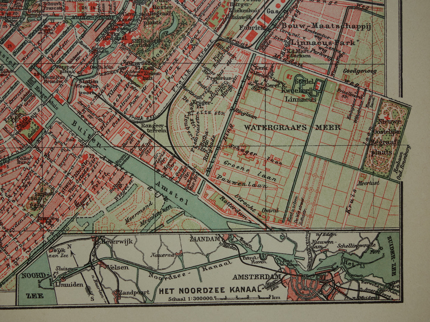 AMSTERDAM oude kaart van Amsterdam 1914 originele antieke Nederlandse plattegrond