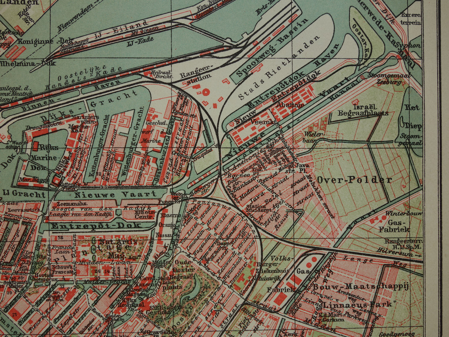 AMSTERDAM oude kaart van Amsterdam 1914 originele antieke Nederlandse plattegrond