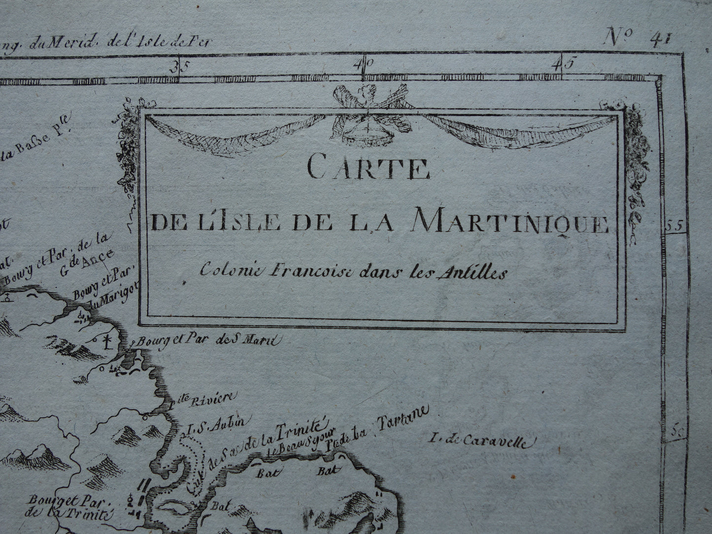  carte de l'isle de la martinique colonie Francoise dans les Antilles Bonne Raynal map