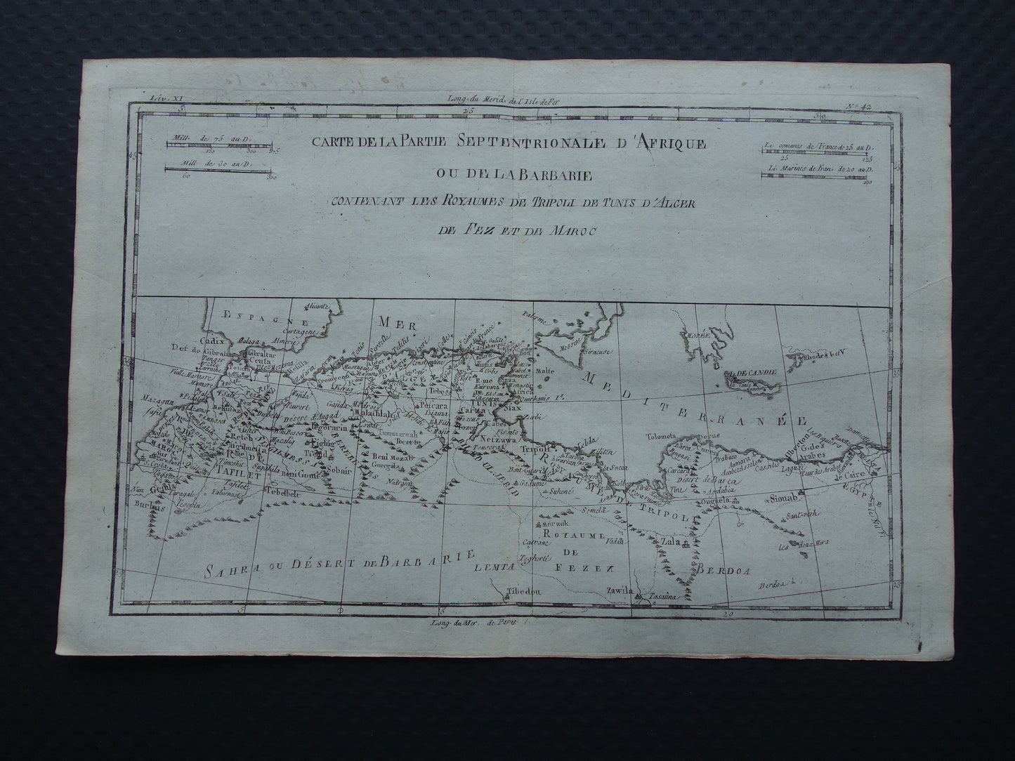 43 carte de la partie septentrionale d'afrique ou de la barbarie contenant les royaumes de tripoli de tunis d'alger de fez et de maroc Bonne Raynal map