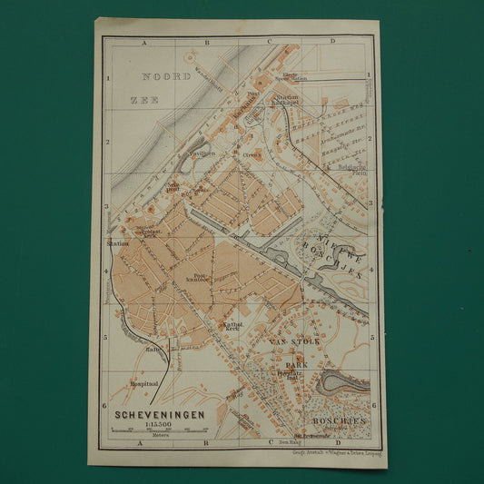 SCHEVENINGEN oude plattegrond van Scheveningen uit 1910 kleine originele antieke kaart Nederland