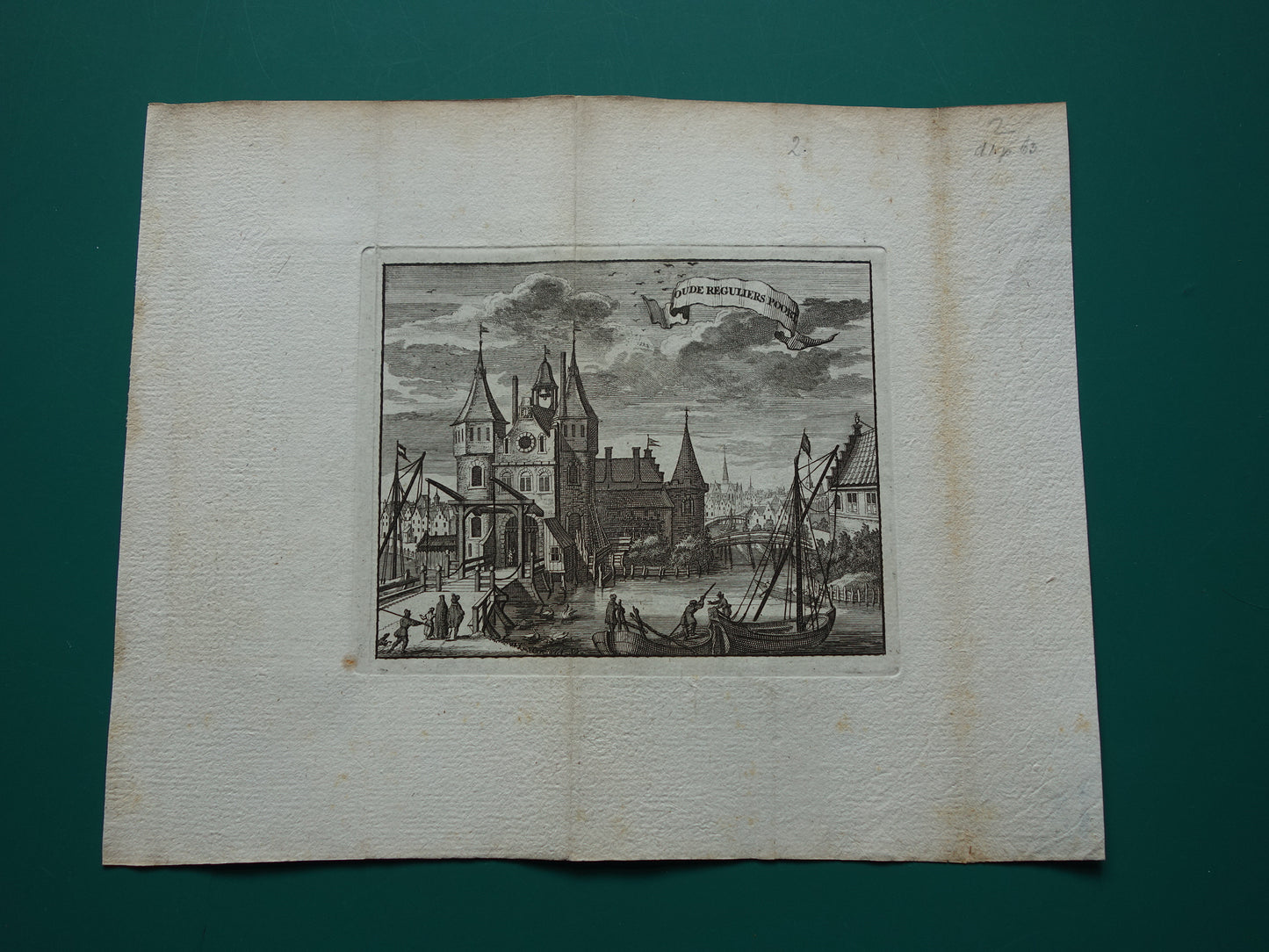 Old Regulierspoort in Amsterdam Old print 1770 Original antique engraving Old Regulierspoort