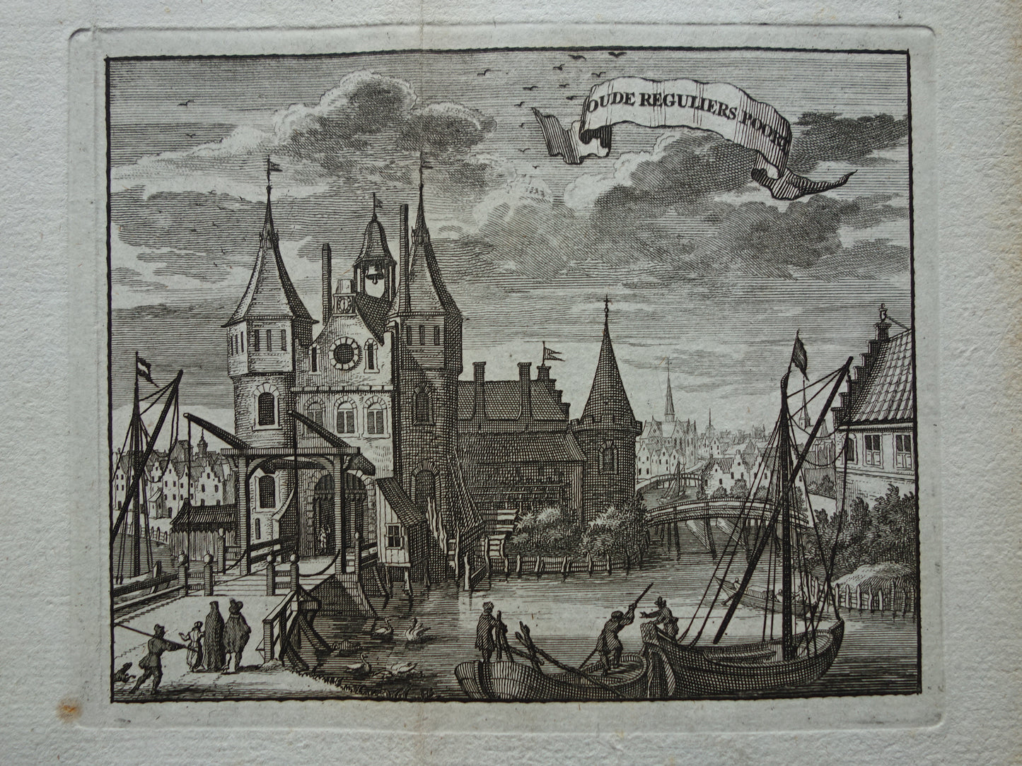 Oude Regulierspoort te Amsterdam Oude prent 1770 Originele antieke gravure Oude Reguliers Poort